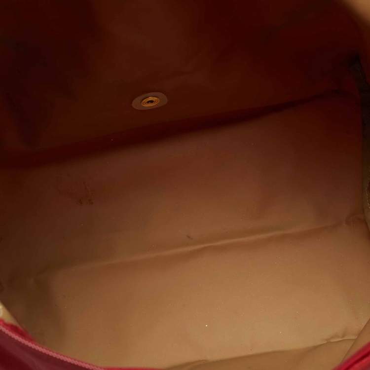 Pre Owned Longchamp Le Pliage Medium Red Nylon Tote