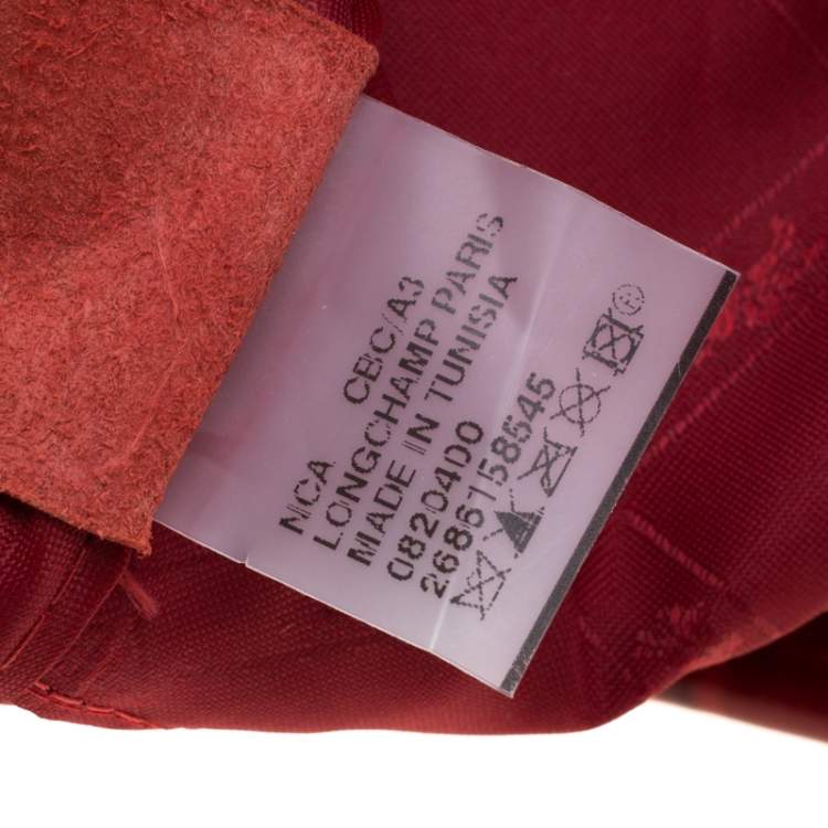 Pre Owned Longchamp Red Croc Embossed Leather Roseau Tote
