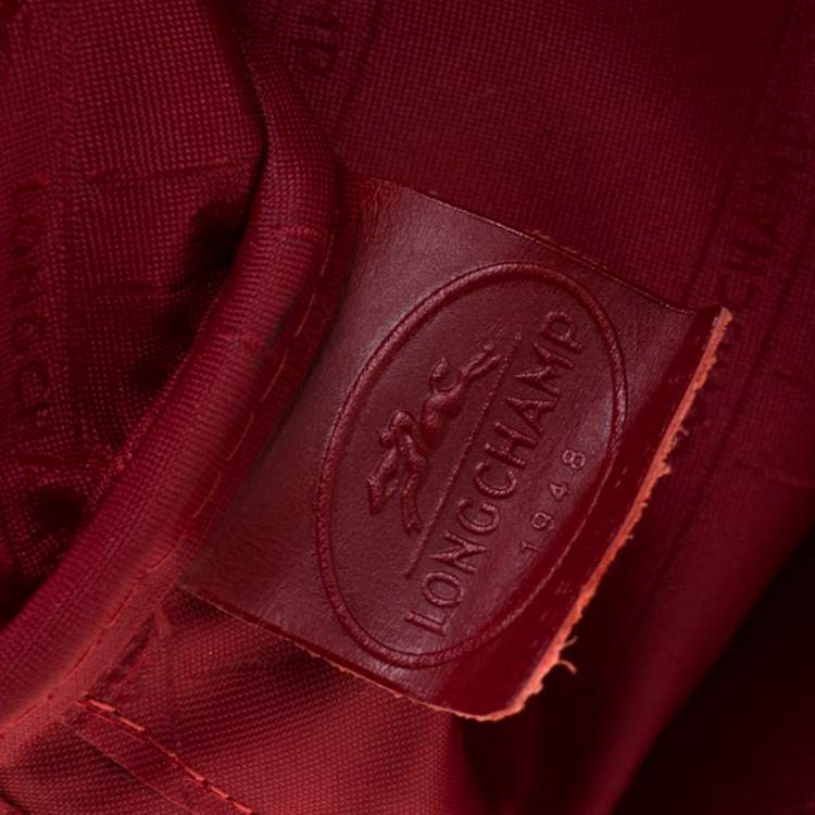 Pre Owned Longchamp Red Croc Embossed Leather Roseau Tote