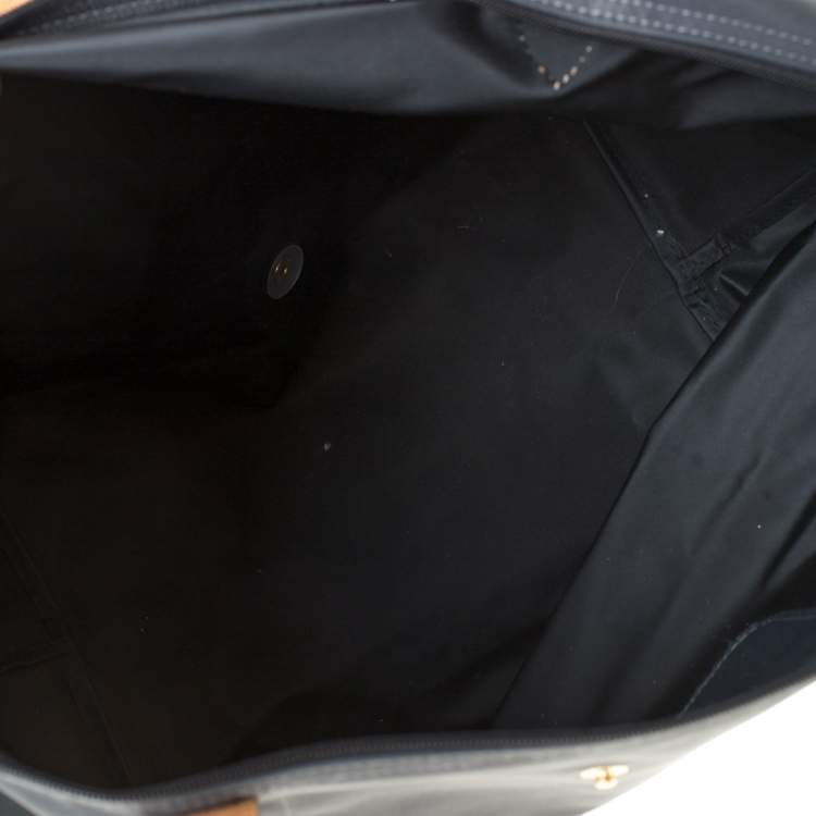مملوكة مسبقًا Longchamp Dark Grey Nylon and Leather Medium Le Pliage Tote