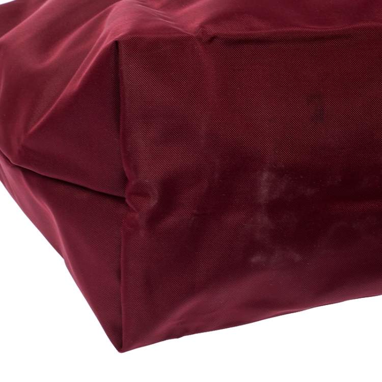 Pre Owned Longchamp Burgundy Nylon Small Le Pliage Tote