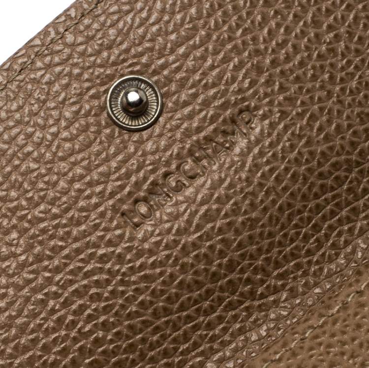 Pre Owned Longchamp Beige Leather Flap Compact Wallet
