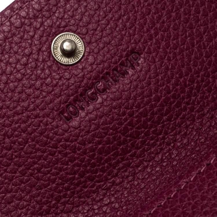 Pre Owned Longchamp Magenta Leather Flap Compact Wallet