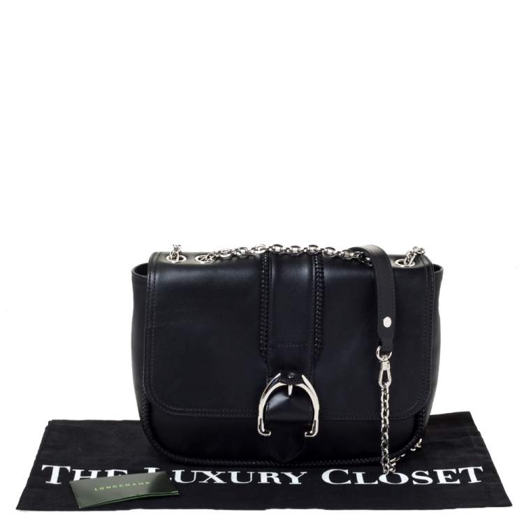 مملوكة مسبقًا Longchamp Black Leather Amazone Shoulder Bag