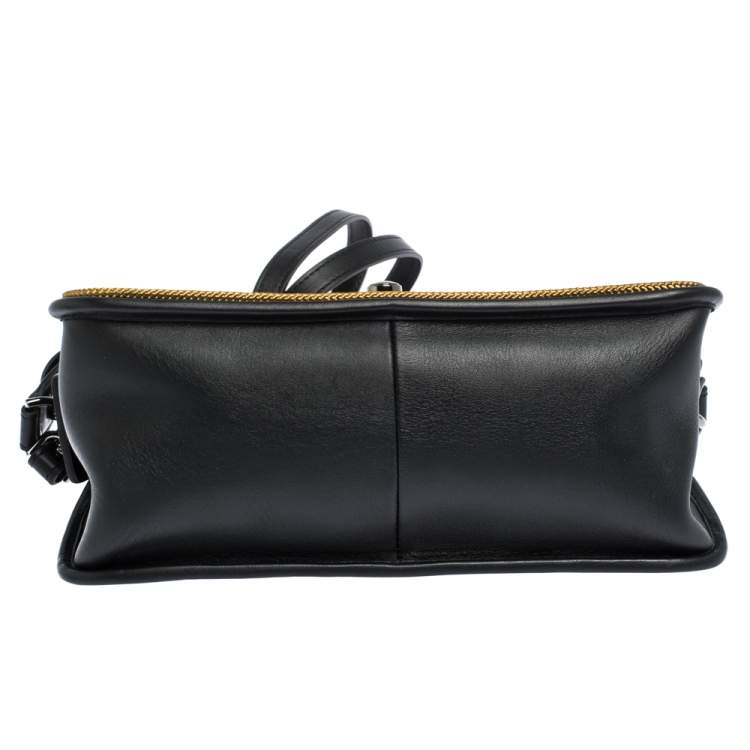 Pre Owned Longchamp Black/Khaki Leather and Suede Le Pliage Heritage Top Handle Bag