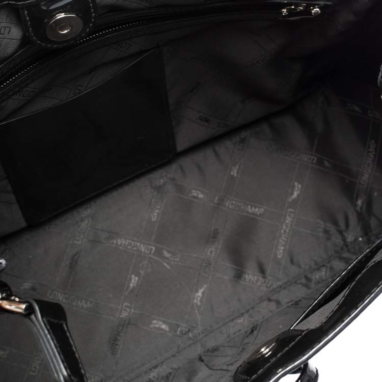 مملوكة مسبقًا Longchamp Black Patent Leather Roseau Tote 