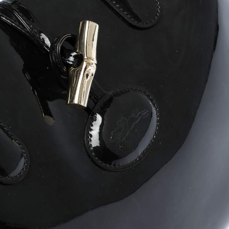 مملوكة مسبقًا Longchamp Black Patent Leather Roseau Tote 