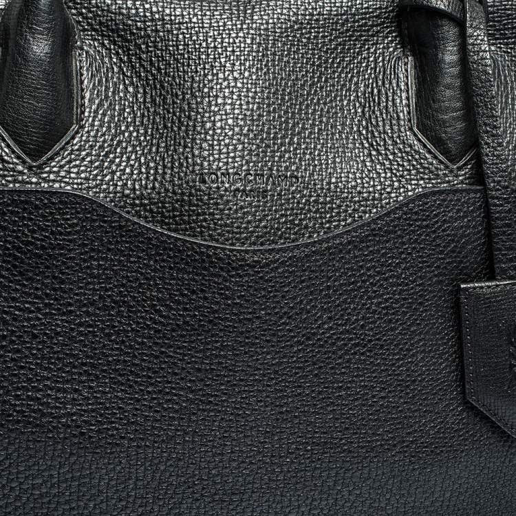 Pre Owned Longchamp Black Grained Leather Ulysse Duffel Bag