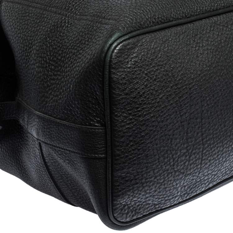 Pre Owned Longchamp Black Grained Leather Ulysse Duffel Bag