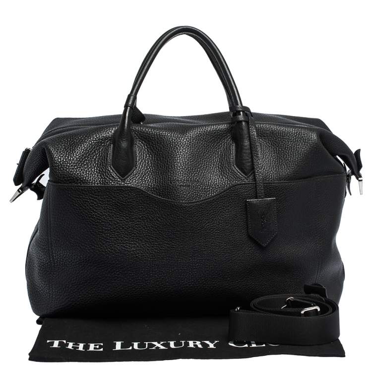 Pre Owned Longchamp Black Grained Leather Ulysse Duffel Bag
