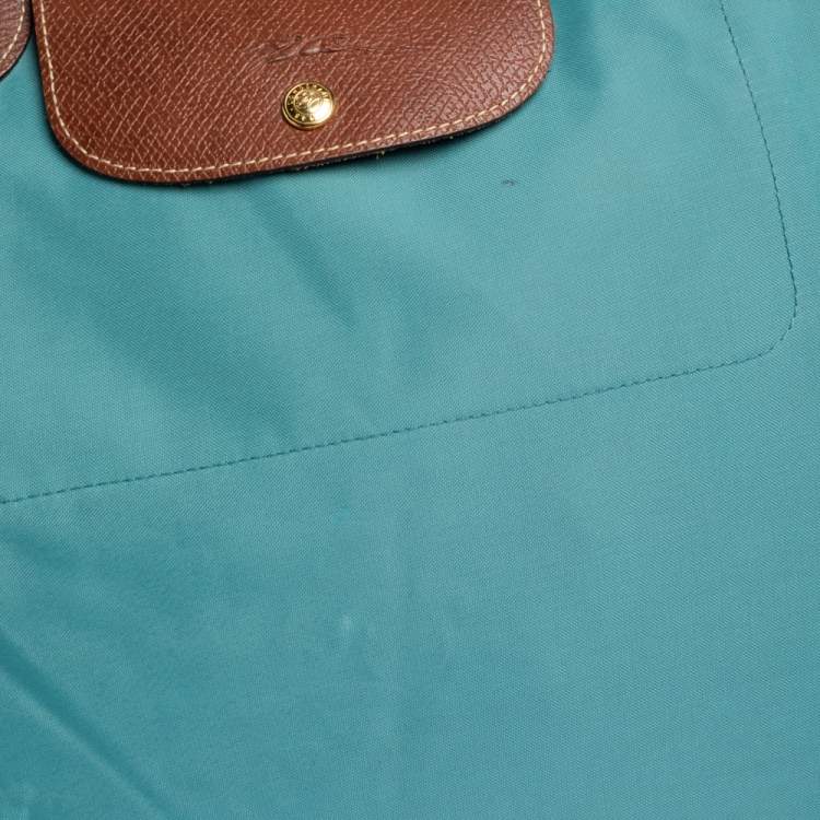 Pre Owned Longchamp Aqua Blue Nylon XL Le Pliage Tote