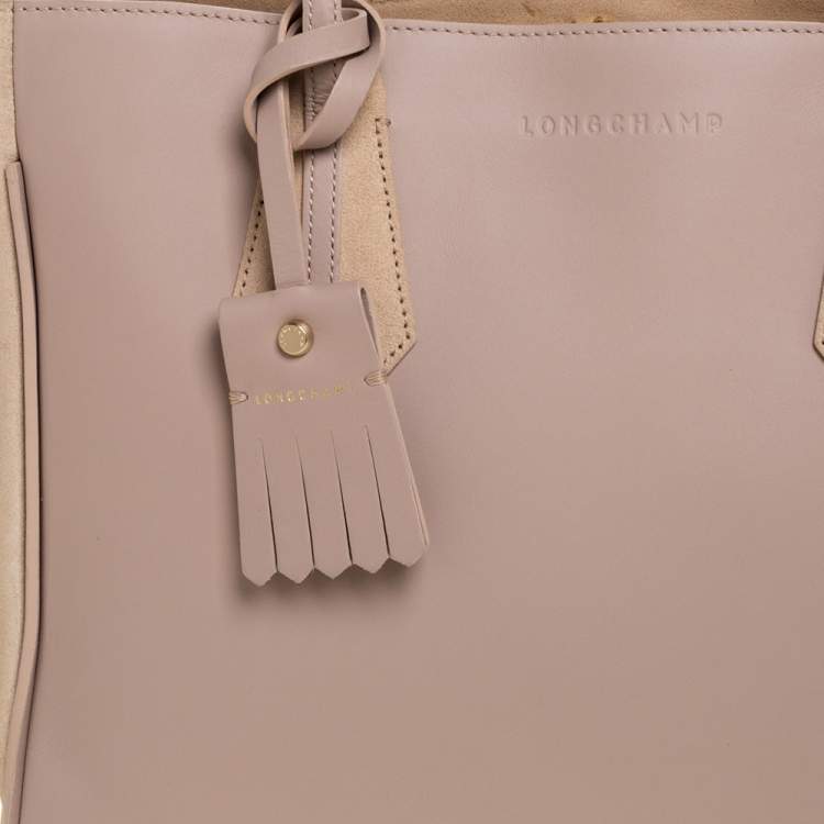 Pre Owned Longchamp Pink/Nude Leather Medium Penelope Fantasie Tote