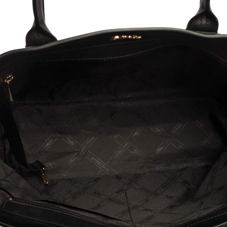Pre Owned Longchamp Black/Multicolor Leather and Suede Medium Penelope Arty Tote
