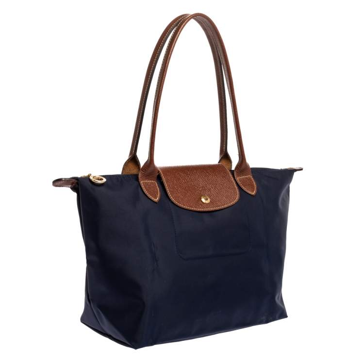 مملوكة مسبقًا Longchamp Navy Blue Nylon Small Le Pliage Tote
