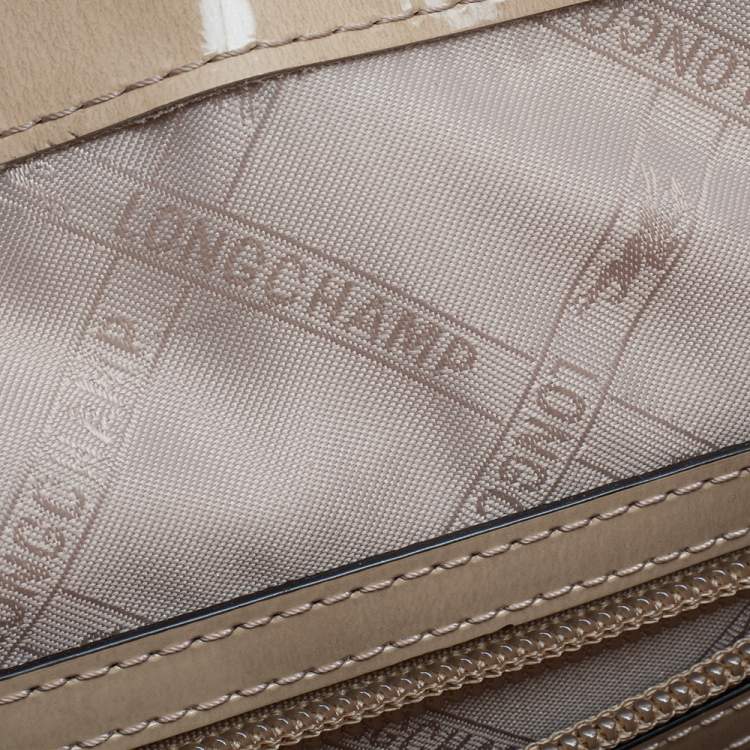 Pre Owned Longchamp Beige Patent Leather Roseau Tote 