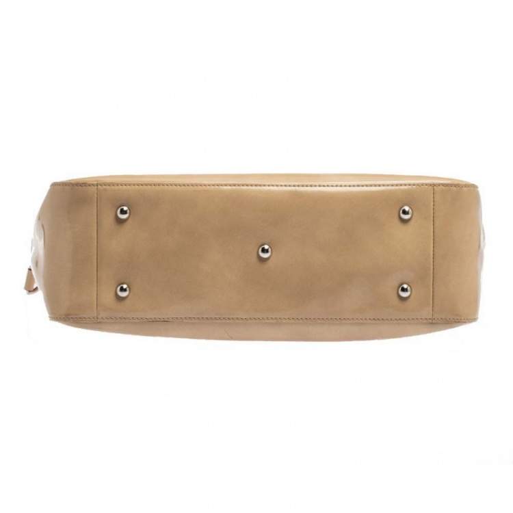 Pre Owned Longchamp Beige Patent Leather Roseau Tote 