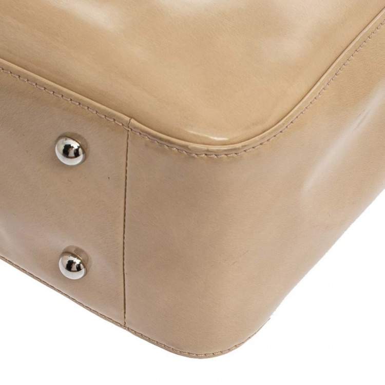 Pre Owned Longchamp Beige Patent Leather Roseau Tote 