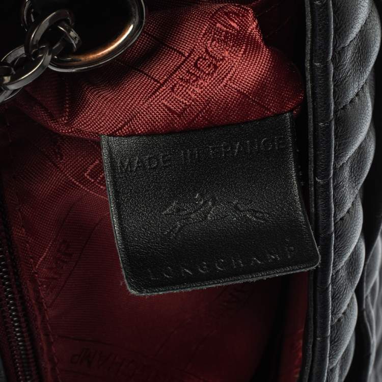 Pre Owned Longchamp Black Leather Amazone Shoulder Bag