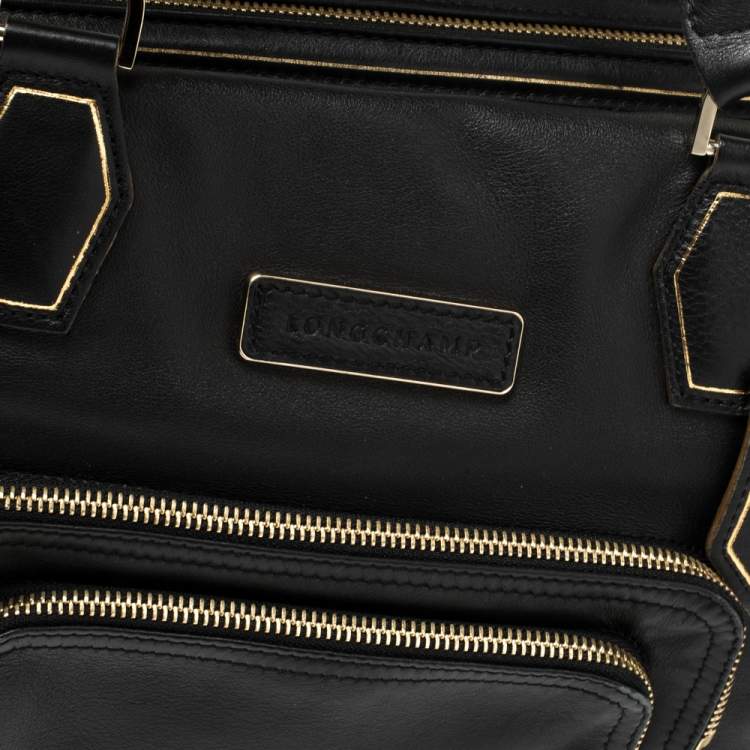 Pre Owned Longchamp Black Leather Legend Tote