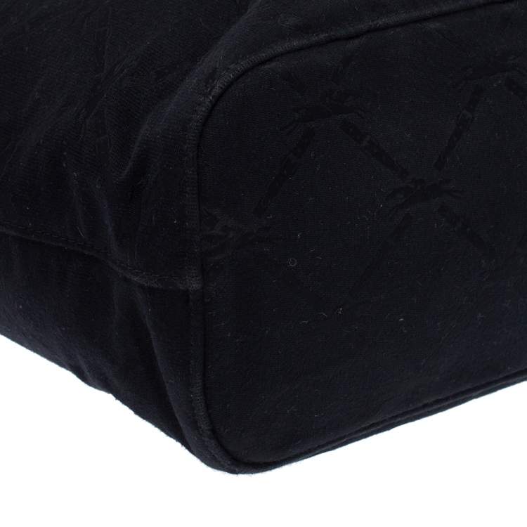 Pre Owned Longchamp Black Logo Embossed Canvas Tote 
