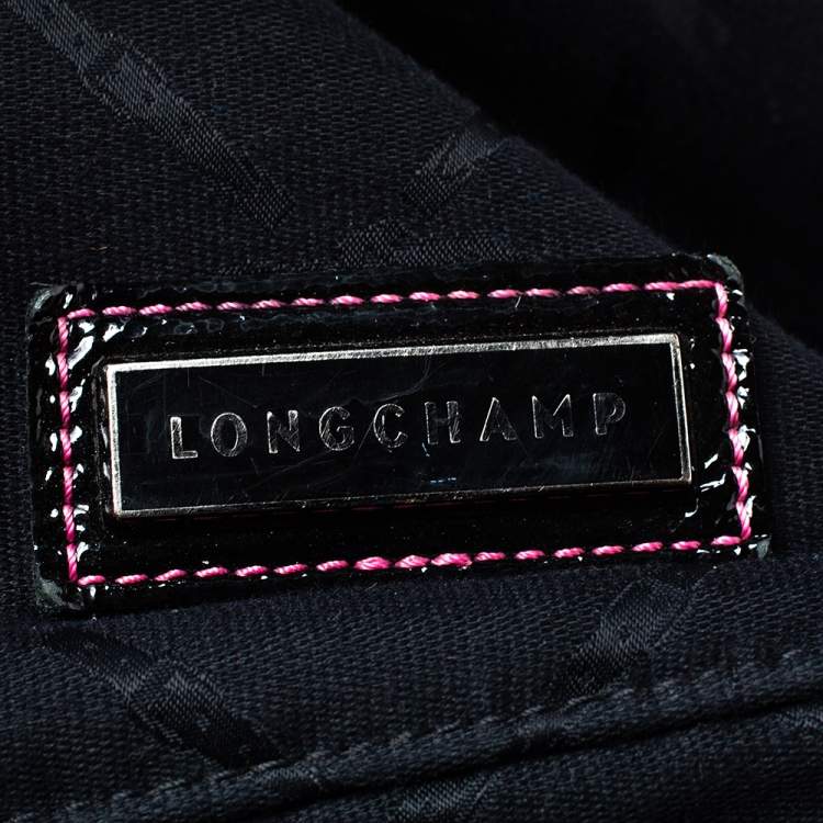 Pre Owned Longchamp Black Logo Embossed Canvas Tote 