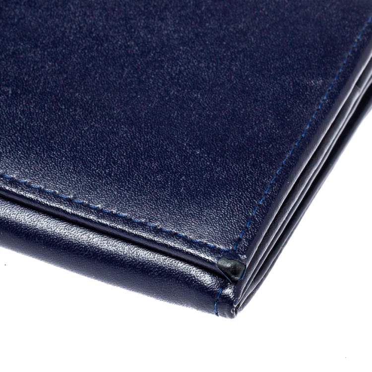 Pre Owned Longchamp Navy Leather Long Flap Wallet