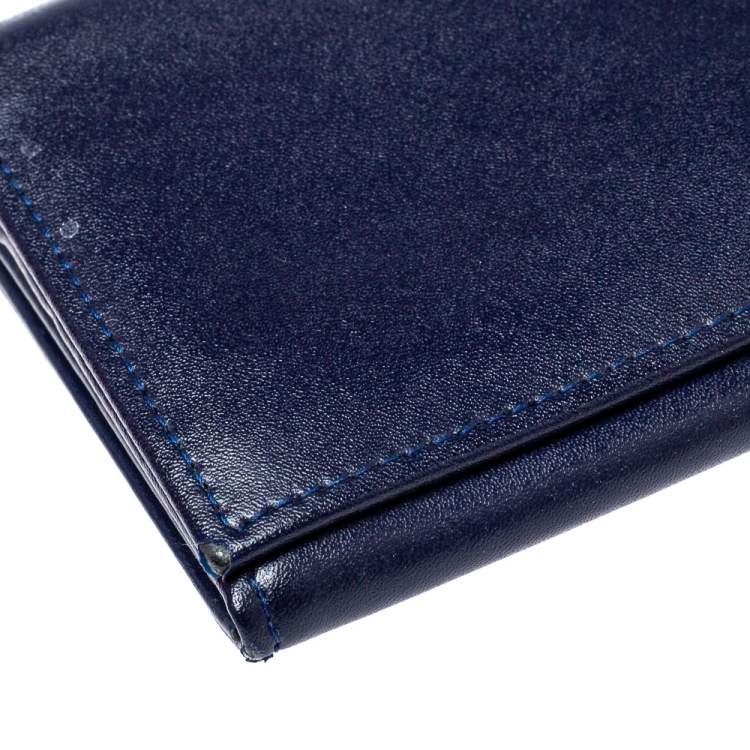 Pre Owned Longchamp Navy Leather Long Flap Wallet