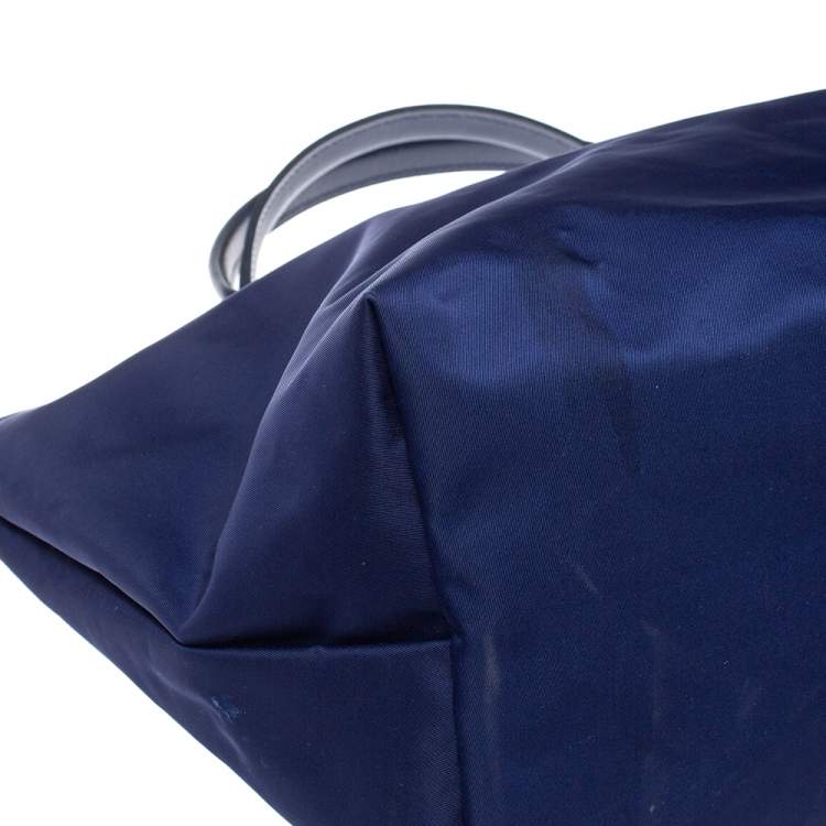 مملوكة مسبقًا Longchamp Blue Nylon and Leather Le Pliage Neo Tote