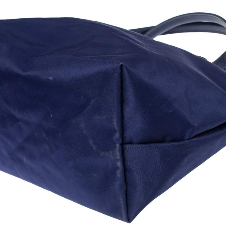 مملوكة مسبقًا Longchamp Blue Nylon and Leather Le Pliage Neo Tote