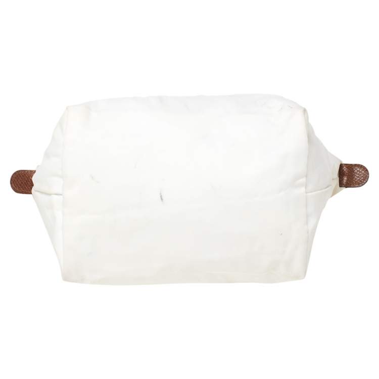 Pre Owned Longchamp White Nylon Mini Le Pliage Tote