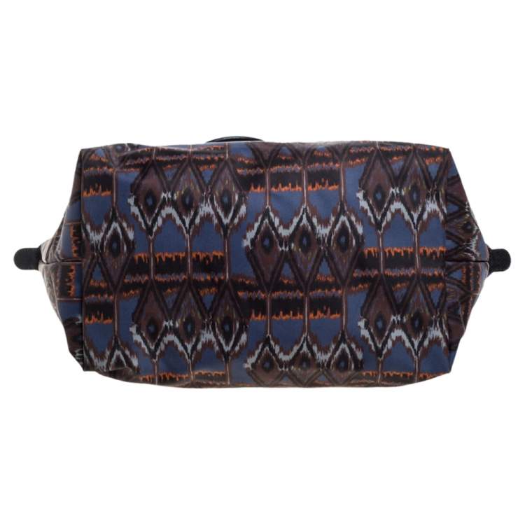 Pre Owned Longchamp Multicolor Print Nylon and Leather Le Pliage Tote
