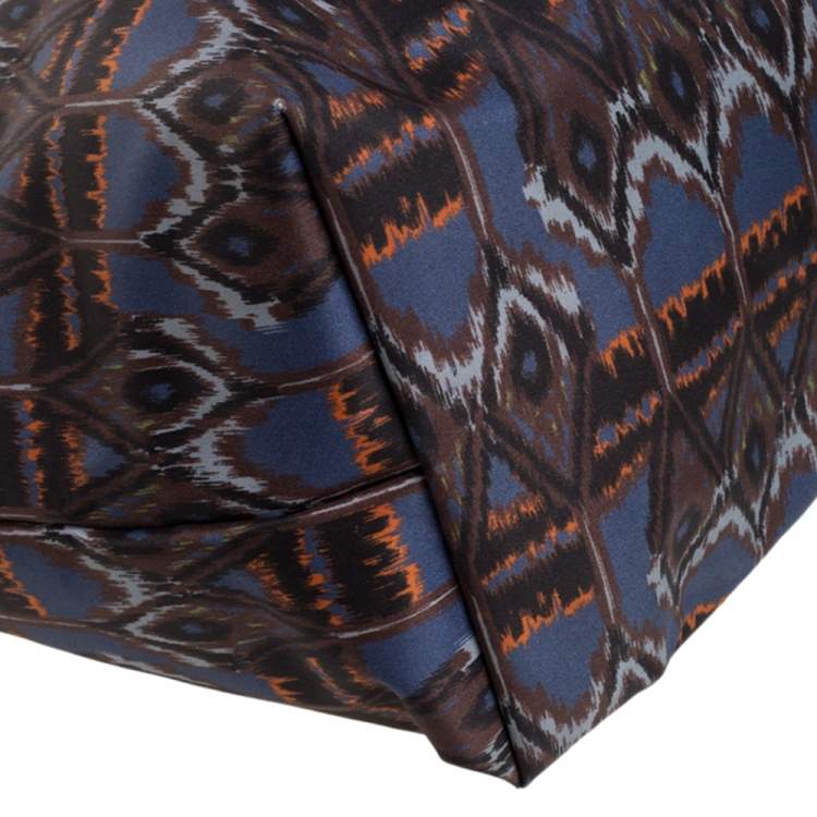 Pre Owned Longchamp Multicolor Print Nylon and Leather Le Pliage Tote