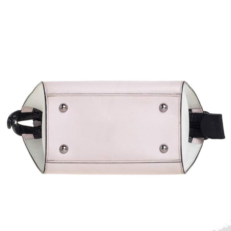 Pre Owned Longchamp Light Pink/Black Leather Le Pliage Cuir Tote