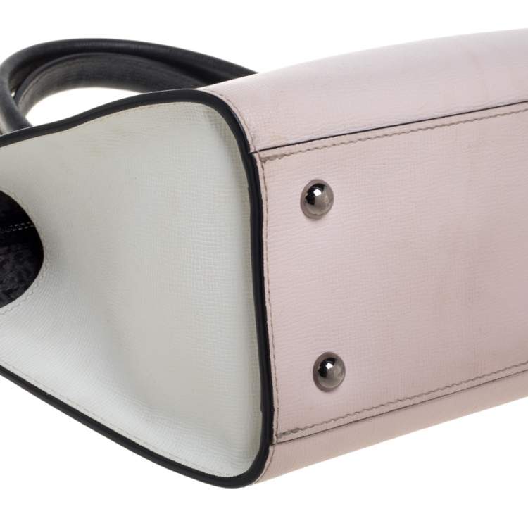 Pre Owned Longchamp Light Pink/Black Leather Le Pliage Cuir Tote