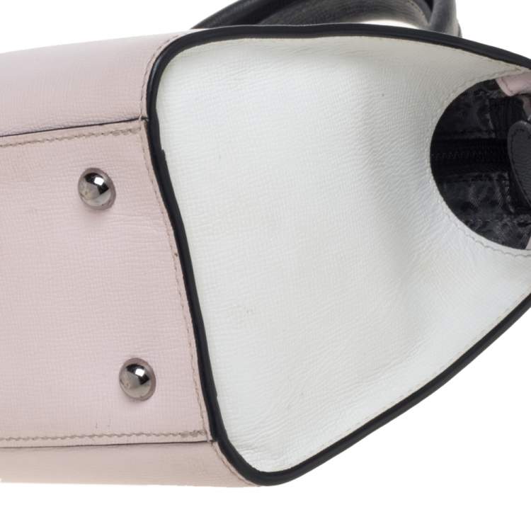 Pre Owned Longchamp Light Pink/Black Leather Le Pliage Cuir Tote