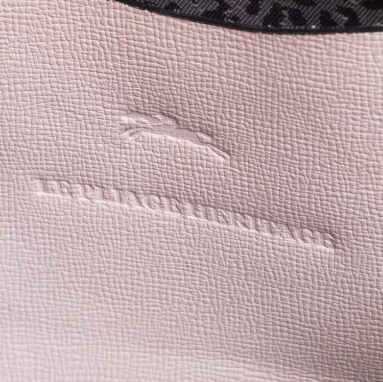 Pre Owned Longchamp Light Pink/Black Leather Le Pliage Cuir Tote