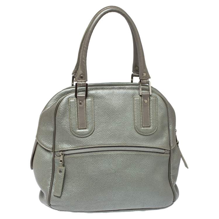 Pre Owned Longchamp Grey Leather Cosmos Satchel