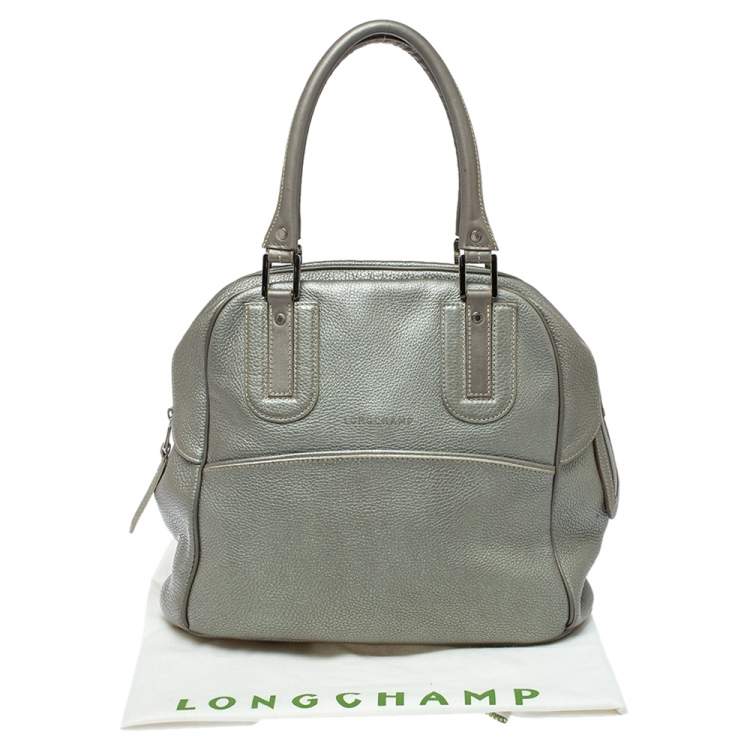 Pre Owned Longchamp Grey Leather Cosmos Satchel