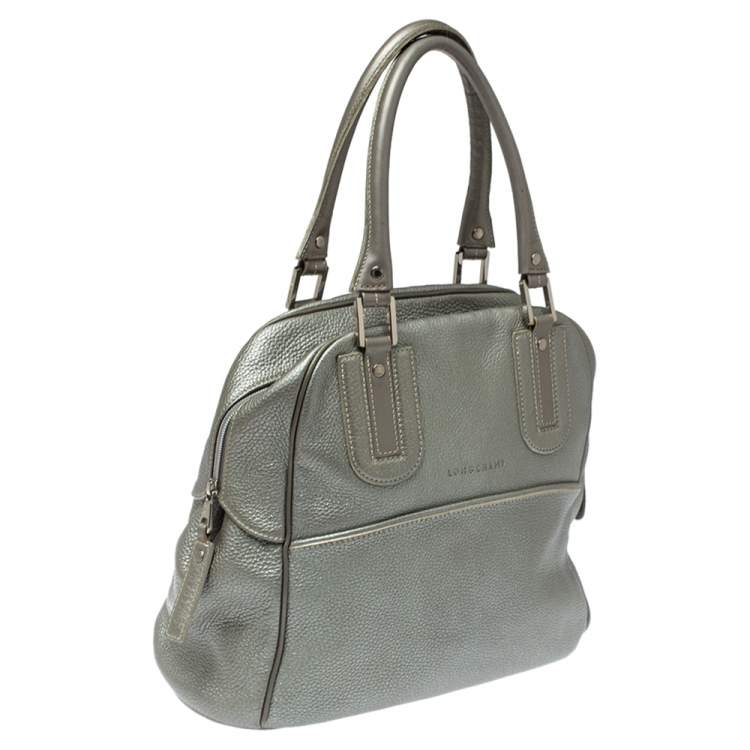 Pre Owned Longchamp Grey Leather Cosmos Satchel