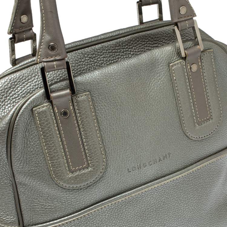 Pre Owned Longchamp Grey Leather Cosmos Satchel
