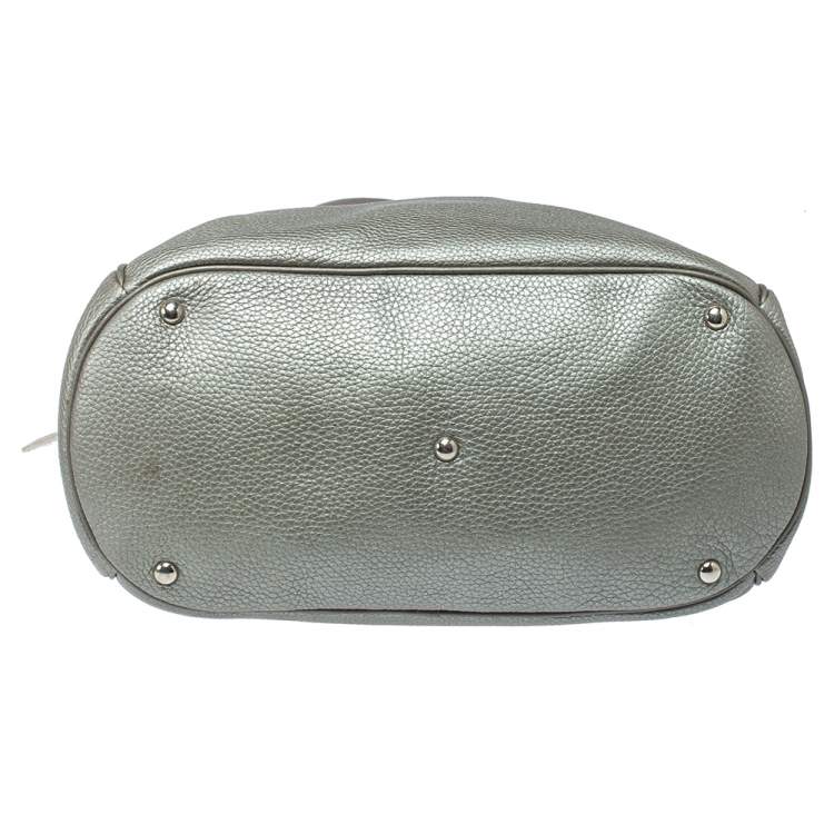 Pre Owned Longchamp Grey Leather Cosmos Satchel