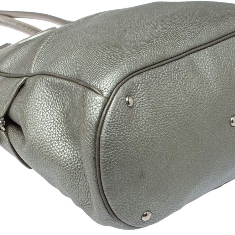 Pre Owned Longchamp Grey Leather Cosmos Satchel
