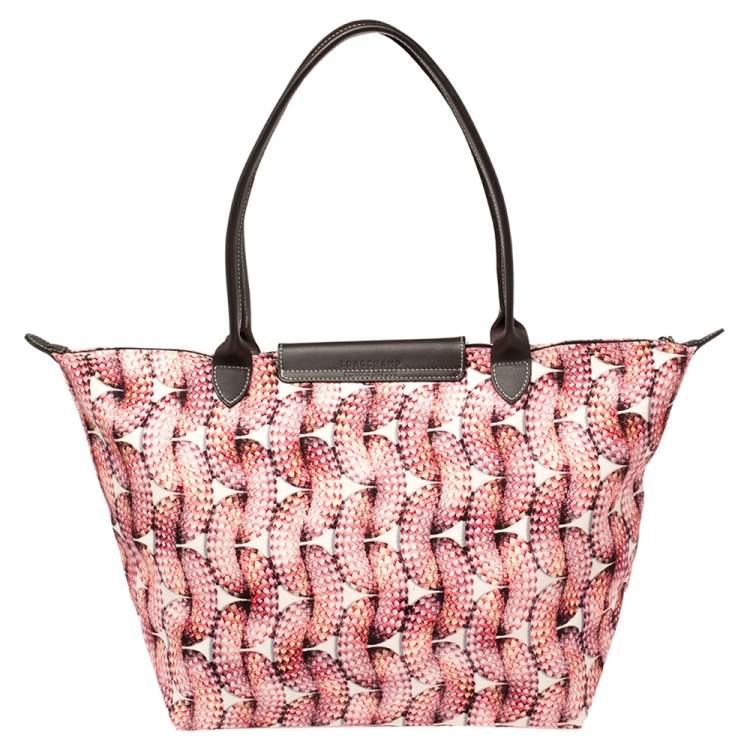 مملوكة مسبقًا Longchamp Pink/Brown Fabric and Leather  Surf and The City Le Pliage Tote