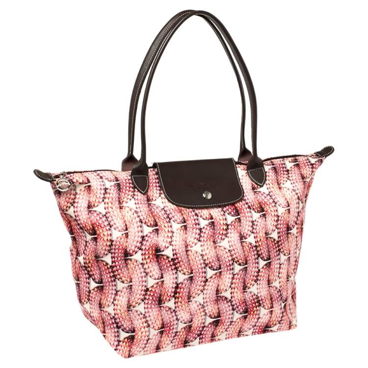 مملوكة مسبقًا Longchamp Pink/Brown Fabric and Leather  Surf and The City Le Pliage Tote