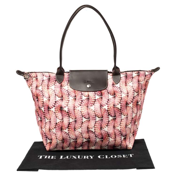 مملوكة مسبقًا Longchamp Pink/Brown Fabric and Leather  Surf and The City Le Pliage Tote