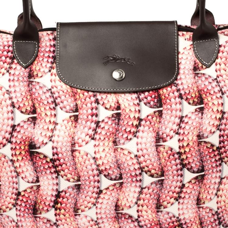 مملوكة مسبقًا Longchamp Pink/Brown Fabric and Leather  Surf and The City Le Pliage Tote