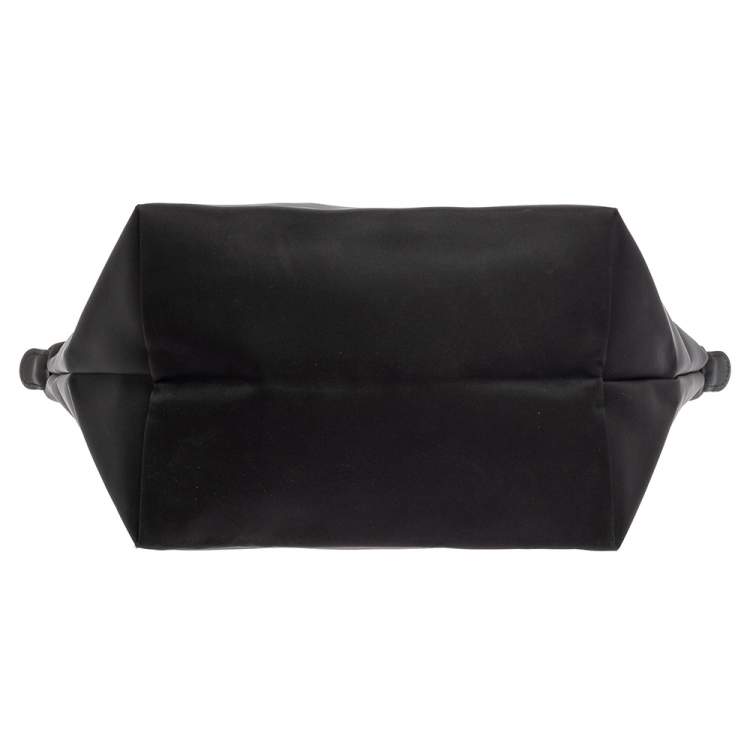 Pre Owned Longchamp Black Nylon and Leather Small Le Pliage Tote