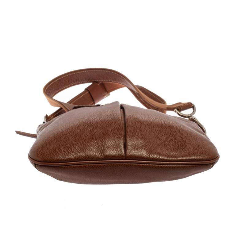 Pre Owned Longchamp Brown Leather Le Foulonne Crossbody Bag