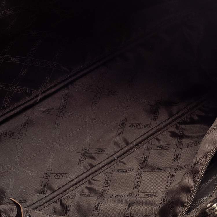Pre Owned Longchamp Brown Glaze Croc Embossed Leather Roseau Tote