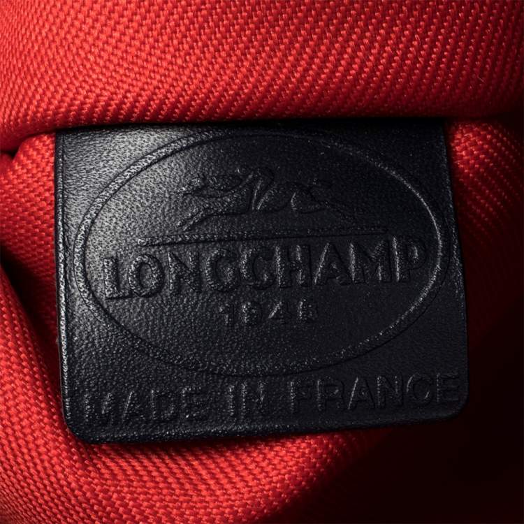 Pre Owned Longchamp Black Printed Patent Leather Satchel